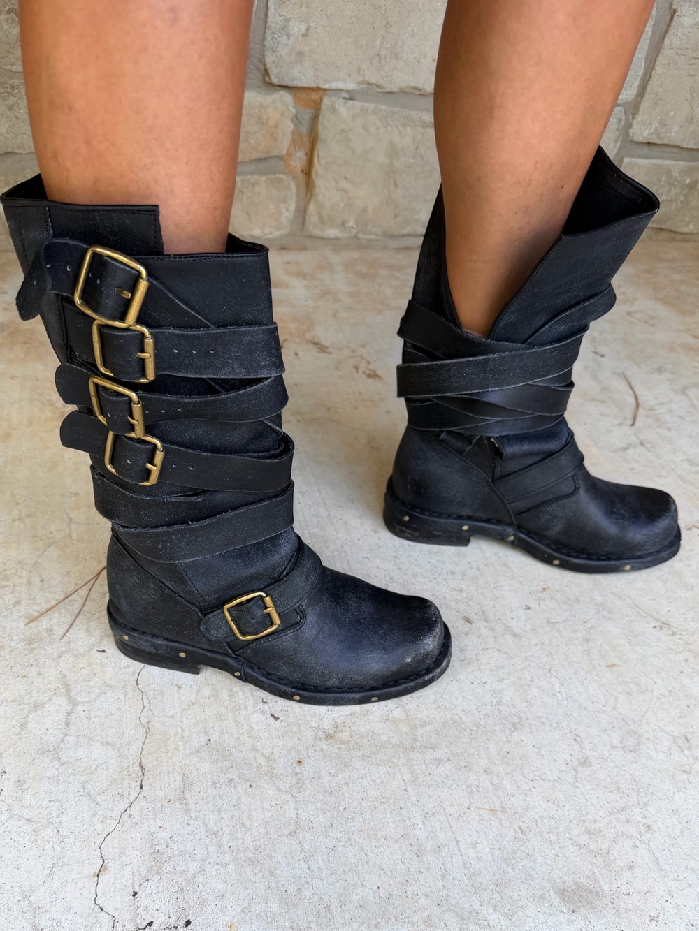 Jeffrey Campbell 9 Black Tall Boots with Buckles 100% Leather